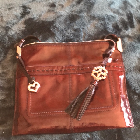 Dark bing cherry red patent Brighton handbag - Picture 2 of 9